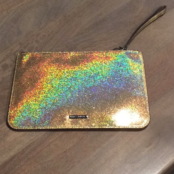 Rebecca Minkoff Handbags - Rebecca Minkoff Gold Glitter Kerry Pouch NWT